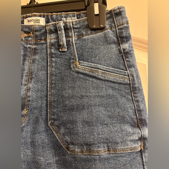 Kensie Dark Blue High-Rise Wide Leg Jeans - Picture 2 of 7